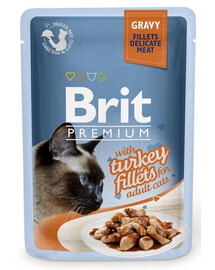 BRIT Premium Cat Fillets in Gravy nourriture humide pour chats à base de dinde 24x85 g