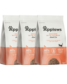 APPLAWS Cat Dry Adult - Poulet et saumon sans céréales - 6 kg (3x2 kg)