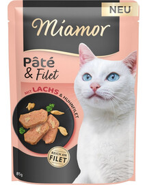 MIAMOR Pate et Filet avec morceaux de filet de saumon 85 g