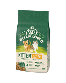 JAMES WELLBELOVED Kitten Croquettes complètes pour chatons <12 mois riches en dinde et en riz 1,5 kg