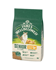 JAMES WELLBELOVED Senior Croquettes complètes pour chats seniors >7 ans riches en dinde 4 kg