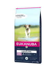 EUKANUBA Grain Free Puppy - sans gluten pour chiots de petite et moyenne taille riche en poisson de mer - 12 kg