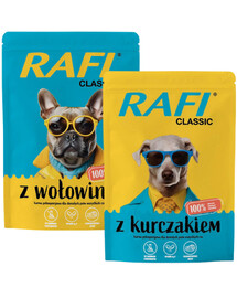 RAFI Classic Mix : assortiment de saveurs, nourriture humide pour chien au poulet et au bœuf, 24 x 400 g