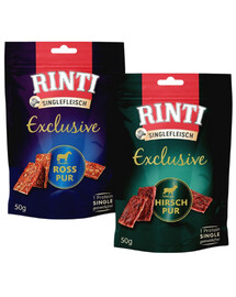 RINTI Singlefleisch Exclusive Snack Friandises mixtes pour chiens avec du cheval et du gibier 12x50 g