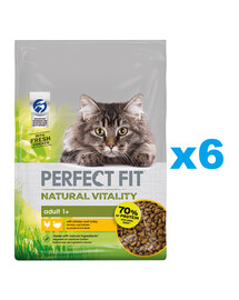 PERFECT FIT Natural Vitality 1+ Croquettes complètes pour chats adultes au poulet et à la dinde 6x650 g