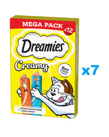 DREAMIES Creamy MEGA PACK aliment complémentaire au poulet et au saumon 84x10 g