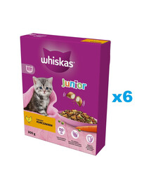 WHISKAS Junior 6x300 g nourriture sèche complète avec du poulet délicieux pour chatons