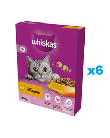WHISKAS Adult 6x300 g nourriture sèche complète avec du poulet délicieux pour les chats adultes