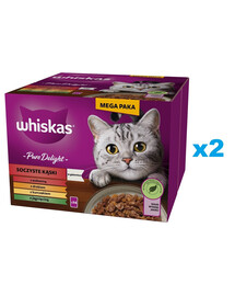 WHISKAS Adult Pure Delight Juicy Jellied Bites 48x85 g morceaux avec bœuf, poulet, agneau, volaille pour chats adultes