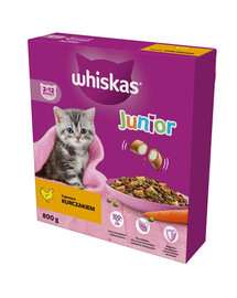 WHISKAS Junior 800 g d'aliments secs complets pour chatons avec du poulet délicieux