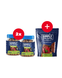 SIMPLY FROM NATURE Smart Bites Friandises à base de viande d'agneau pour chiens 2 x 130 g + friandise GRATUITE