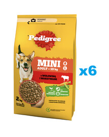 PEDIGREE Adult Mini 6x2 kg avec bœuf et légumes aliment complet sec pour chiens adultes de petite race