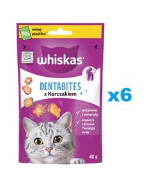 WHISKAS Dentabites 6x40g friandises dentaires pour chats adultes