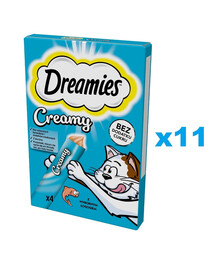 DREAMIES Creamy aliment complémentaire au délicieux saumon pour chat 44x10 g