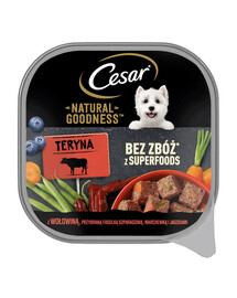 CESAR Plateau de viande de bœuf, garni de haricots verts, de carottes et de baies 100 g