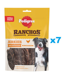 PEDIGREE Ranchos Jerkies 7x180g nourriture complémentaire sans céréales pour chiens adultes avec du poulet