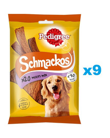 PEDIGREE Schmackos Multi Mix 9x144g friandises rayées pour chien avec du boeuf