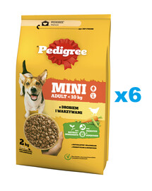 PEDIGREE Adult Mini 6x2 kg avec volaille et légumes aliment complet sec pour chiens adultes de petite race