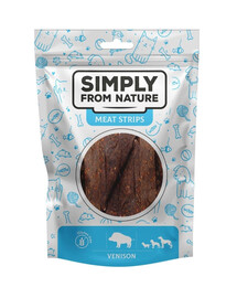 SIMPLY FROM NATURE Meat Strips - Bandes de viande de venaison pour chiens - 80 g