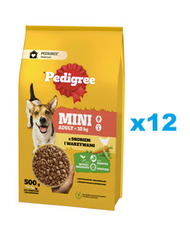 PEDIGREE Adult Mini 12x500 g avec volaille et légumes aliment complet sec pour chiens adultes de petite race