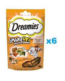 DREAMIES ShakeUps Multivitamins 6x55g friandise pour chat au poulet, à la canard et à la cataire