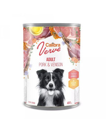 CALIBRA Dog Verve GF Adult Pork&Venison - Nourriture humide sans céréales à base de porc et de cerf pour chiens - 400 g