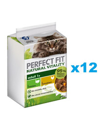 PERFECT FIT Natural Vitality 72x50 g Aliment complet humide pour chats adultes, également après la stérilisation, à la sauce à la dinde et au poulet