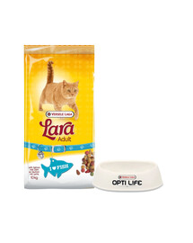 VERSELE-LAGA Lara nourriture pour chats adultes au saumon avec saumon 10 kg + gamelle en plastique GRATUITE