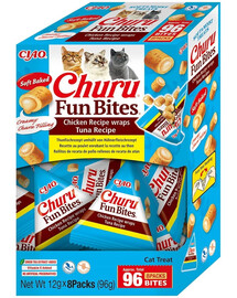 INABA Churu Cat Fun Bites Chicken with Tuna 8x12g wraps au poulet et au thon pour chat