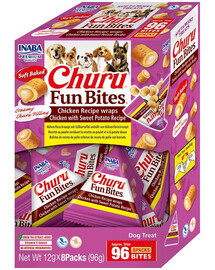 INABA Dog Churu Fun Bites Poulet avec Patate Douce 8x12g bouchées pour chien