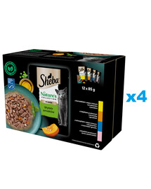 SHEBA Nature's Collection Flavour Selection 48x85 g nourriture complète humide pour chats adultes en sauce avec : poulet, dinde, thon, saumon