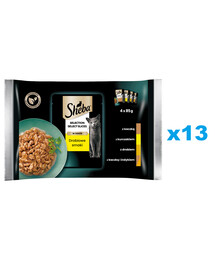 SHEBA Selection Select Slices Poultry Flavours Sachets 52x85g nourriture complète humide pour chats adultes à base de canard, poulet, volaille, canard et dinde.