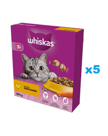 WHISKAS Senior 5x800g nourriture sèche avec du poulet délicieux pour les chats âgés