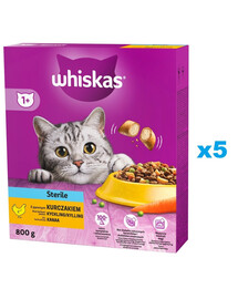 WHISKAS Sterile 5x800g nourriture sèche pour chats stérilisés