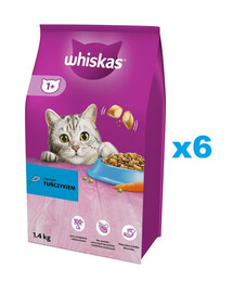 WHISKAS Adult 6x1,4 kg nourriture sèche complète pour chats adultes avec du thon délicieux