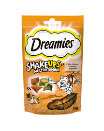 DREAMIES ShakeUps Multivitamins friandise pour chats avec du poulet, du canard et de l'herbe à chat 55 g