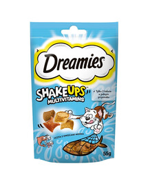 DREAMIES ShakeUps Multivitamins Friandises aux fruits de mer pour chats 55g