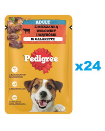 PEDIGREE Adultes morceaux en gelée avec bœuf et foie 24x100g
