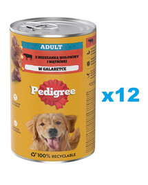 PEDIGREE Adult boîte 12x1200g aliment complet humide pour chiens adultes avec bœuf en gelée