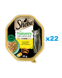 SHEBA Nature's Collection tray 22x85 g nourriture complète humide pour chats adultes morceaux avec poulet en sauce