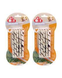 8IN1 Une friandise pour chien Delights Twisted Sticks 2x10 pièce