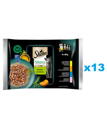 SHEBA Nature's Collection Selection of Flavours 52x85 g nourriture complète humide pour chats adultes en sauce avec du poulet, de la dinde, du thon, du saumon.