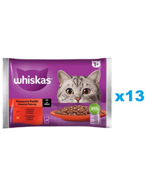 WHISKAS Adult sachet 52x85g Classic Meals nourriture humide pour chats adultes en sauce avec : bœuf, poulet