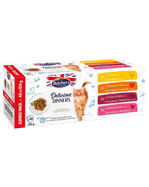 Delicious Dinners Jumbo Pack w galaretce dla dorosłych kotów 40x100g Mix smaków dania z kurczakiem