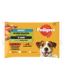PEDIGREE Sélection de saveurs en sauce 4x100g bœuf et agneau, dinde et carottes