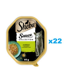 SHEBA Sauce Collection tray 22x85 g aliment complet humide pour chats adultes morceaux avec lapin et légumes en sauce