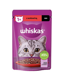 WHISKAS Adult sachet 85g nourriture humide pour chats adultes en sauce avec du boeuf