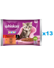 WHISKAS Junior sachet 52x85g Classic Meals nourriture humide pour chatons en sauce avec du bœuf et du poulet
