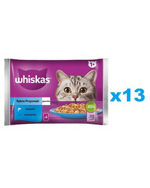 WHISKAS Adult sachet 52x85g Fishy Treats nourriture humide pour chats adultes en gelée avec : saumon, thon