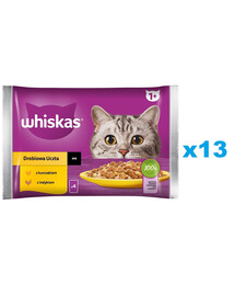 WHISKAS Adult sachet 52x85 g Nourriture humide Poultry feast pour chats adultes en sauce avec : poulet, dinde